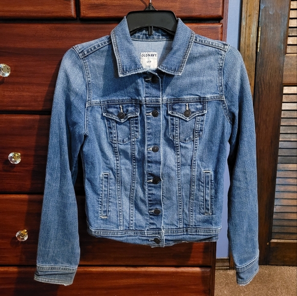 ♡HOST PICK♡ Old Navy Blue Jean Demin Jacket Collared Button-Down Long Sleeve - Picture 1 of 5